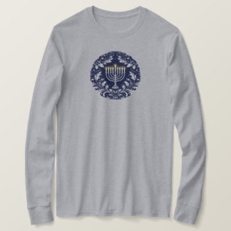 T-shirt Deep Navy Menorah William Morris Pattern