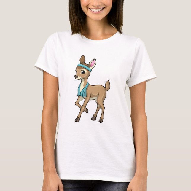 T-shirt Deer at Fitness with Towel (Devant)