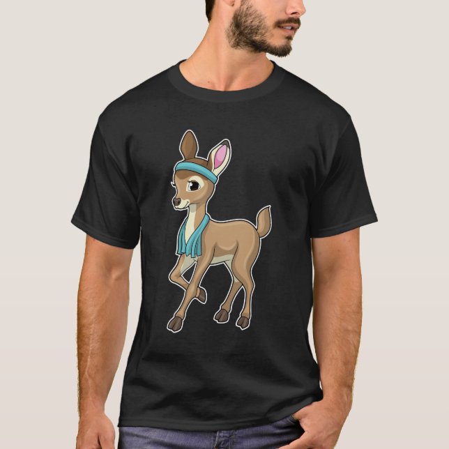 T-shirt Deer at Fitness with Towel (Devant)