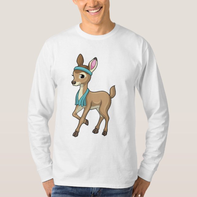 T-shirt Deer at Fitness with Towel (Devant)