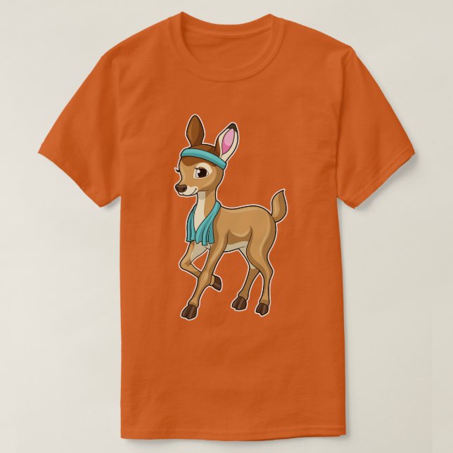 T-shirt Deer at Fitness with Towel (Design devant)