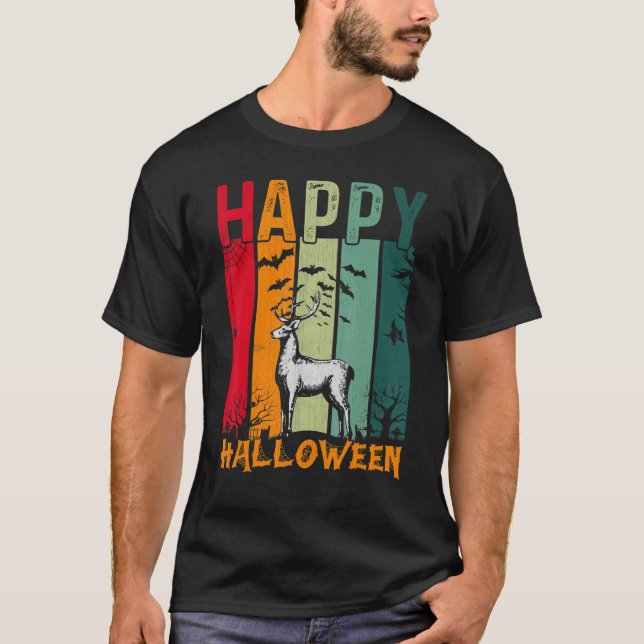 T-shirt Deer Girls Boys Retro Style Halloween Diner Par (Devant)