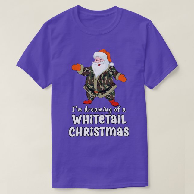 T-shirt Deer Hunting Whitetail Christmas Camo Santa  (Design devant)