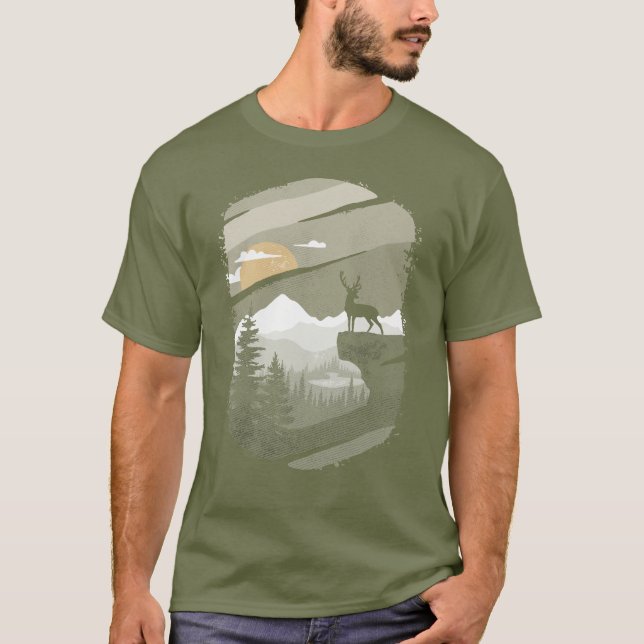 T-shirt Deer Mountain Forest pour Hommes Boys (Devant)