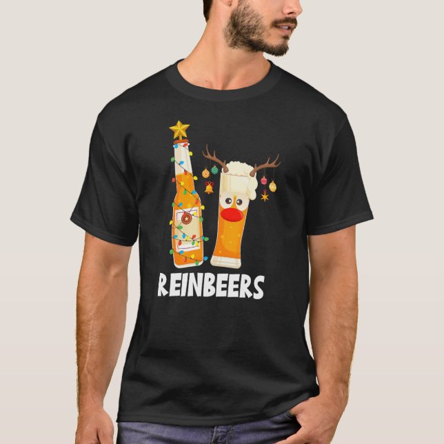 T-shirt Deer Reindeer Beer Christmas Cute Drinking Xmas Me (Devant)