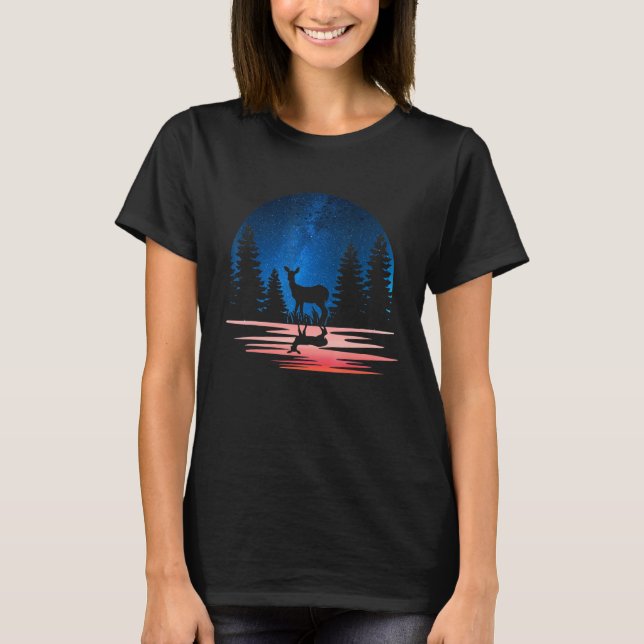 T-shirt deer Silhouette Animal With Forest Cute deer   (Devant)