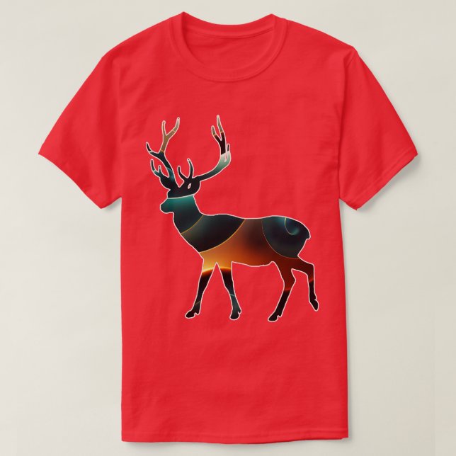 T-shirt Deer Silhouette Art Abstrait (Design devant)