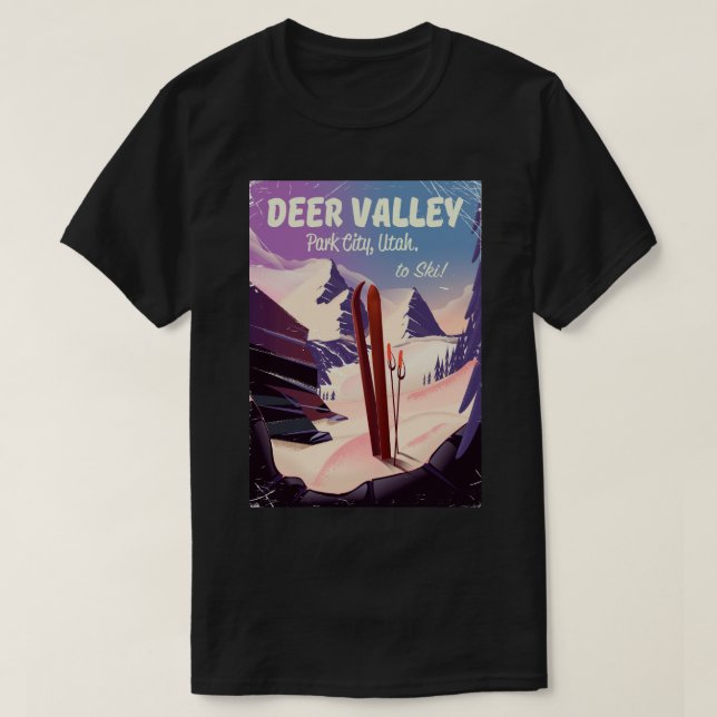 T-shirt Deer Valley, Park City, Utah, affiche de voyage de (Design devant)