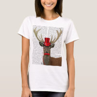 Deer with Red Top Hat and Moustache