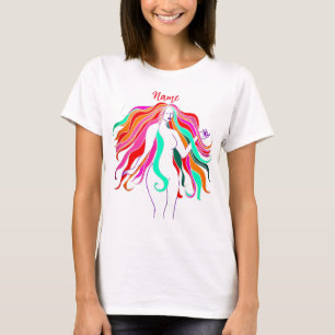 T-shirt Déesse aux cheveux longs multicolores Thunder_Cove
