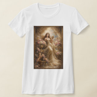 T-shirt Déesse dorée élégante avec chérubin