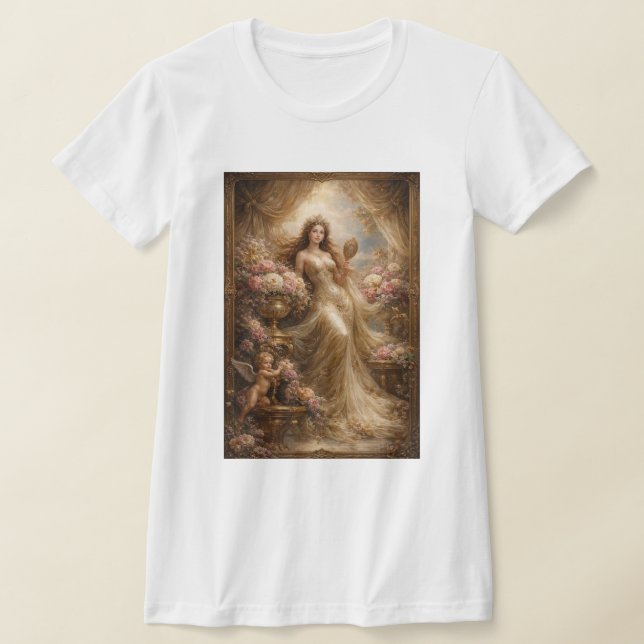 T-shirt Déesse dorée élégante avec chérubin  (Poser)