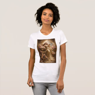 T-shirt Déesse dorée élégante avec chérubin