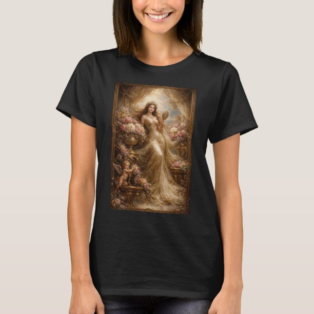 T-shirt Déesse dorée élégante avec chérubin  (Devant)