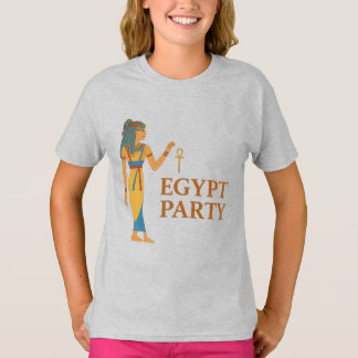 T-shirt Déesse égyptienne antique avec Ankh en or et bleu