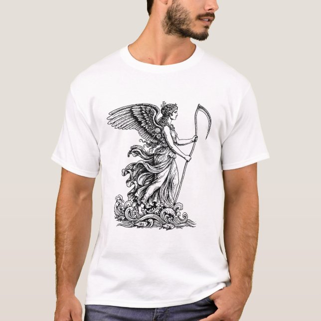 T-shirt déesse grecque Vénus la mer avec la faux longue (Devant)