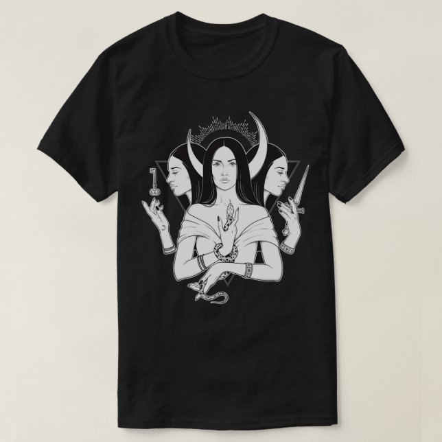 T-shirt Déesse Hécate Triple Lune Déesse Pagan Wicca Tri (Design devant)