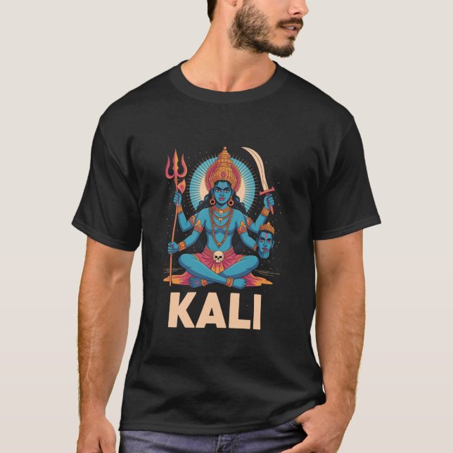 T-shirt Déesse hindoue Maa Kali Trishula & Épée Féminin D (Devant)