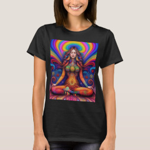 T-shirt Déesse psychédélique Méditation arc-en-ciel Art