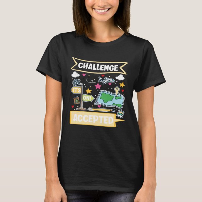 T-shirt Défi Accepté Voyageur Mondial (Devant)