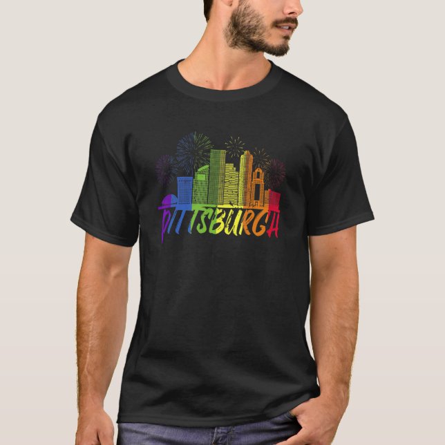 T-shirt Défilé de la fierté de Pittsburgh Pride Skyline (Devant)