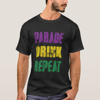 T-shirt Défilé drôle de boisson répétée Mardi Gras