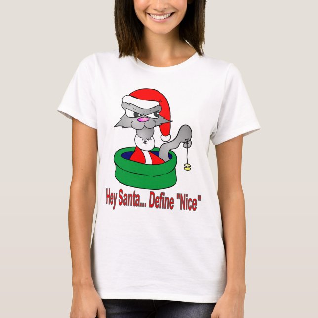 T-shirt Définir un joli chat de Noël (Devant)