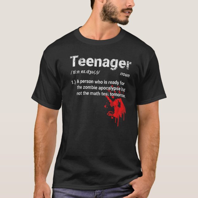 T-shirt Définition Adolescent Prêt Pour Zombie Apocalypse  (Devant)