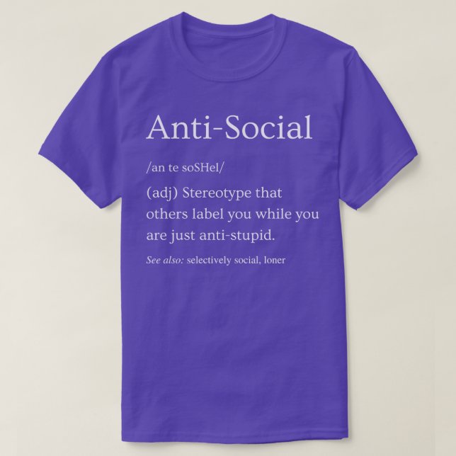 T-shirt Définition anti-sociale (Design devant)