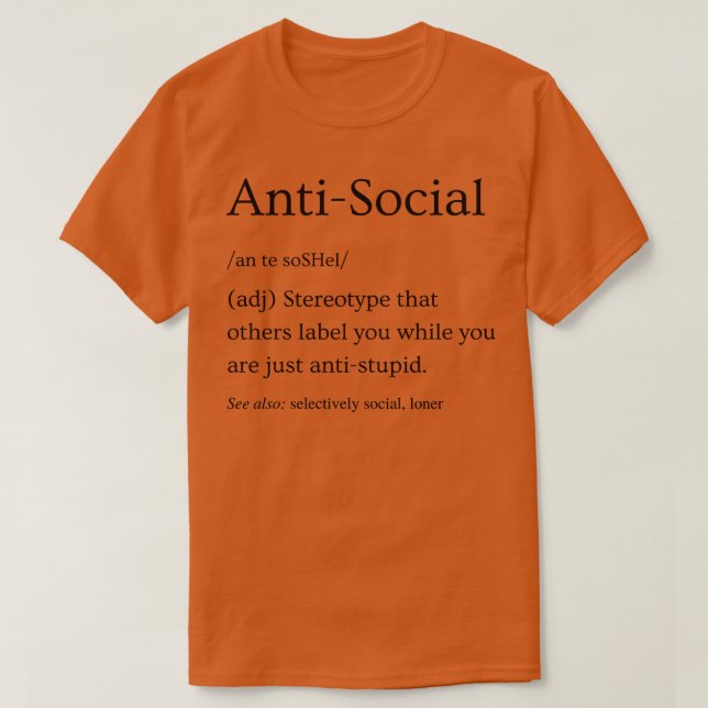 T-shirt Définition antisociale 3 (Design devant)