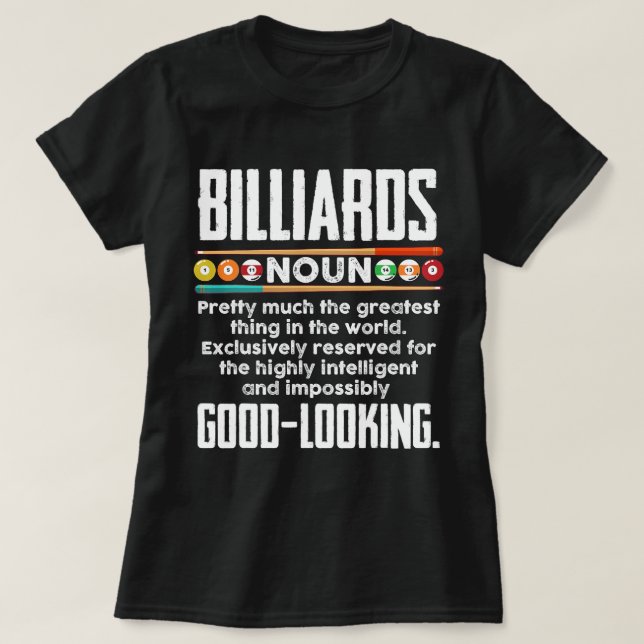 T-shirt Définition Billiards Billard amusant Billard 8 Bal (Design devant)