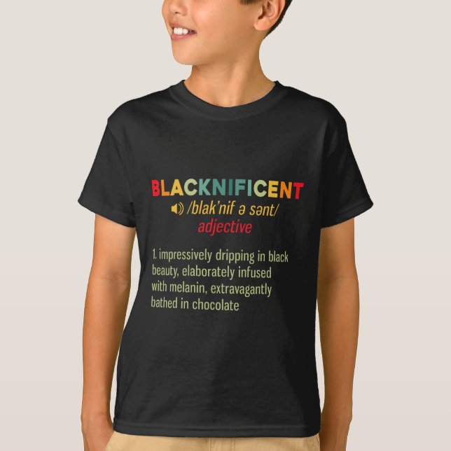 T-shirt Définition Blacknificent Fierté Noire Rêver Comme  (Devant)