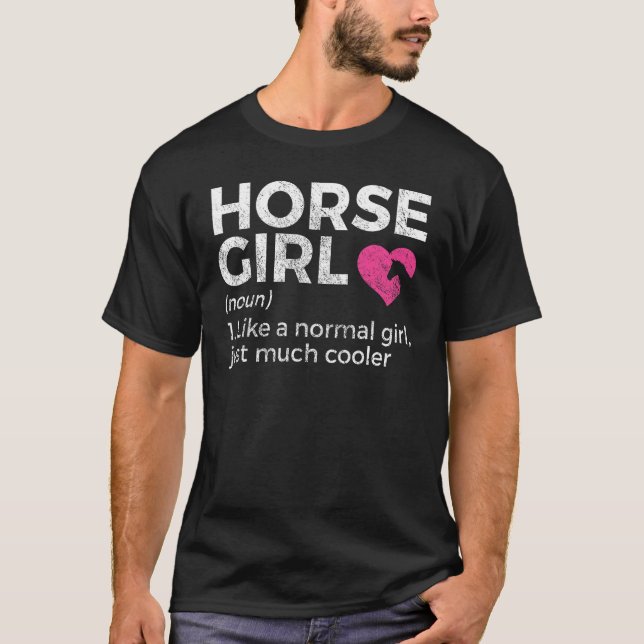 T-shirt Définition de fille à cheval amoureuse de chevaux (Devant)