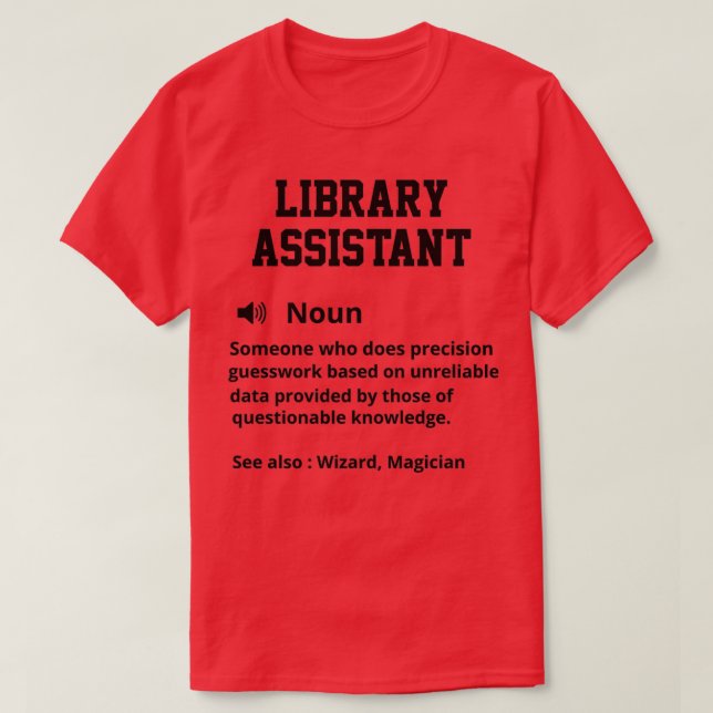 T-shirt Définition de l'Assistant Bibliothèque (Design devant)