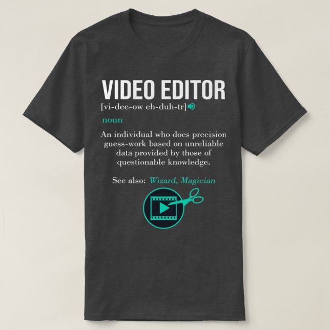 T-shirt Définition de l'éditeur vidéo de réalisation de fi (Design devant)