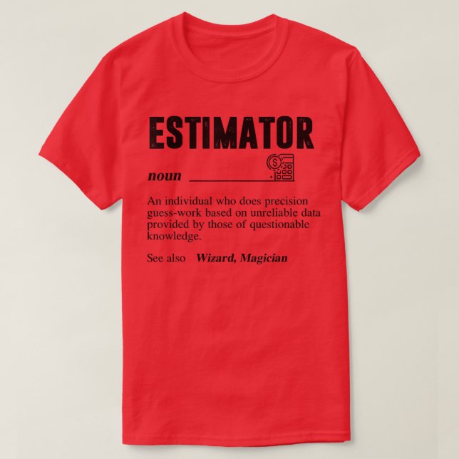 T-shirt Définition De L'Estimateur, Titres De Travail De D (Design devant)