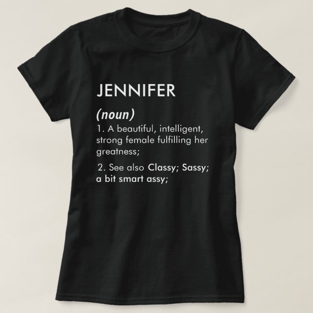 T-shirt Définition de nom Jennifer modifiable, nom personn (Design devant)