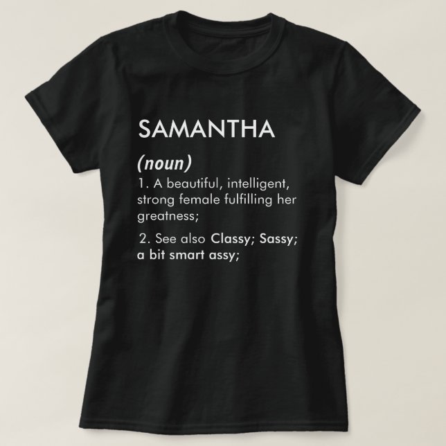 T-shirt Définition de nom Samantha modifiable, nom personn (Design devant)