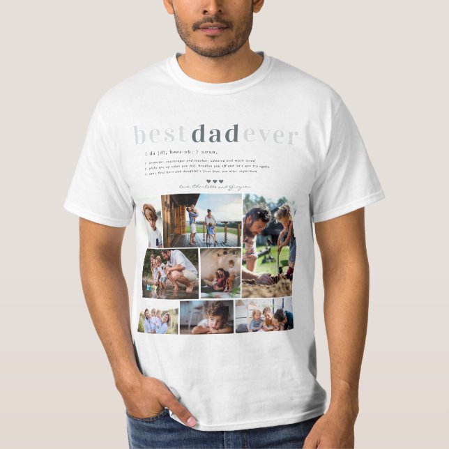 T-shirt Définition de Papa | 8 Photos Personnalisées  (Devant)