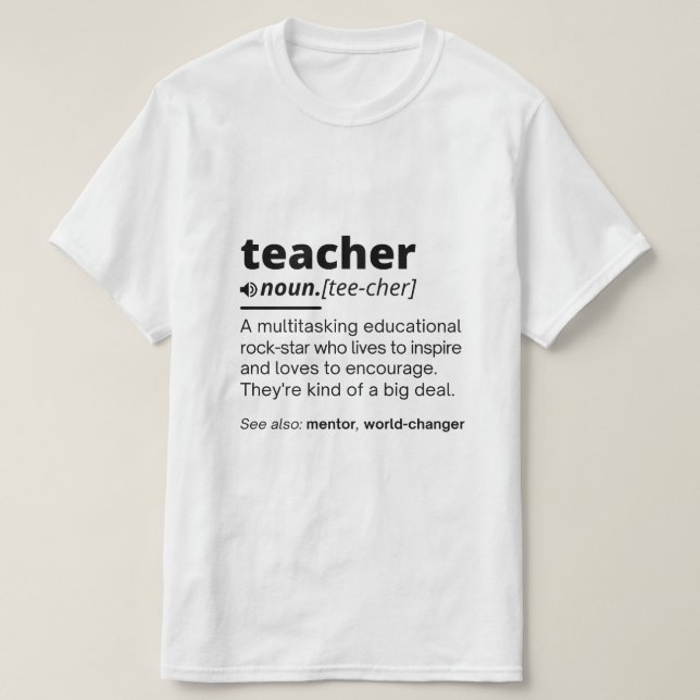 T-shirt définition d'enseignant, définition d'enseignant d (Design devant)