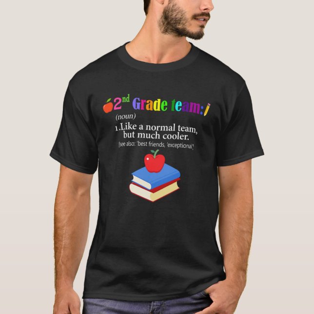 T-shirt Définition d'équipe de 2e année Costume Enseignant (Devant)