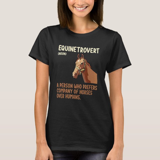 T-shirt Définition drôle d'Equinetrovert Cheval  Course de (Devant)
