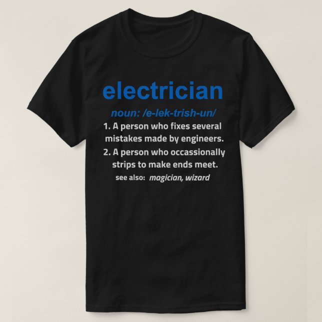 T-shirt Définition drôle Journeyman Master Electrician Gif (Design devant)