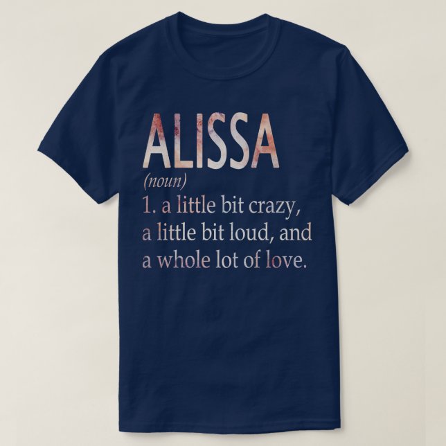 T-shirt Définition du nom de fille Alissa (Design devant)