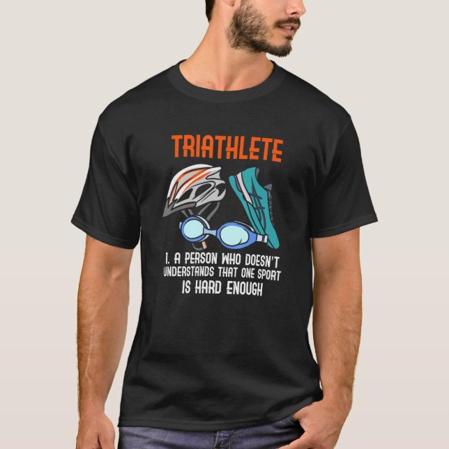 T-shirt Définition du triathlète Course à vélo de natation (Devant)