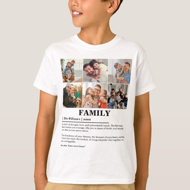 T-shirt Définition personnalisée de la famille de collages (Devant)