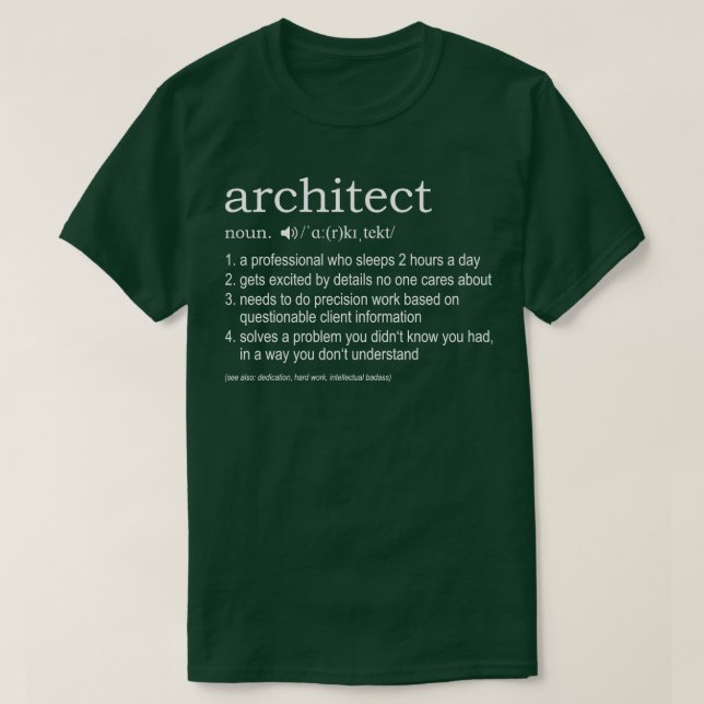T-shirt Définition pour architectes (Design devant)