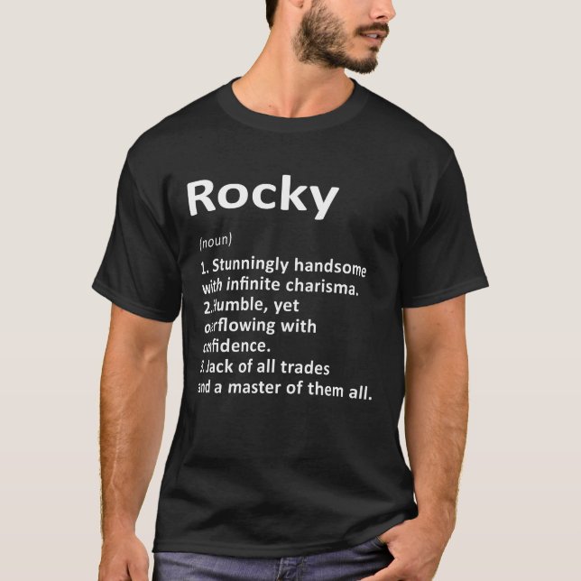 T-shirt Définition Rocky Nom personnalisé Amusant Annivers (Devant)