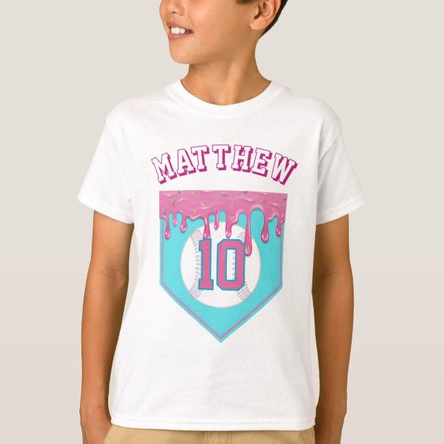 T-shirt Dégoulinade de baseball rose (Devant)