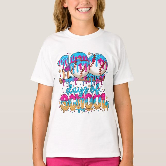 T-Shirt Dégoulinant 100 Jours d'École – Crème Glac (Devant)